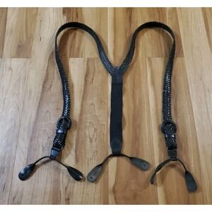 Vito Rufolo Genuin Leather Braided Suspenders Black